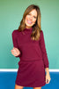 SSYS Faith Lattice Mock Neck Top Skort Set In Maroon