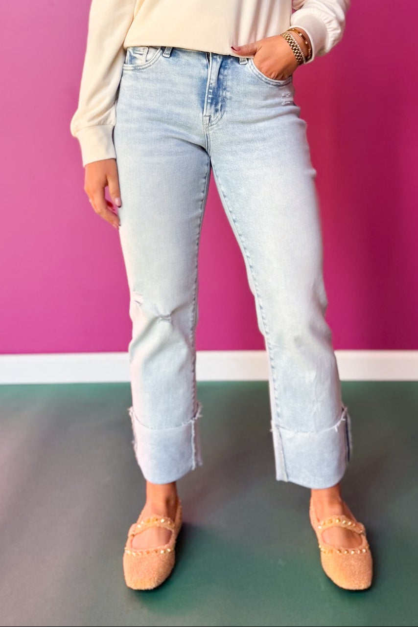 Vervet High Rise Cuffed Crop Straight Jeans