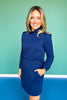 SSYS Faith Lattice Mock Neck Top Skort Set In Navy
