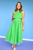 Green Scallop Embroidered Hem Midi Dress