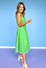 Green Scallop Embroidered Hem Midi Dress