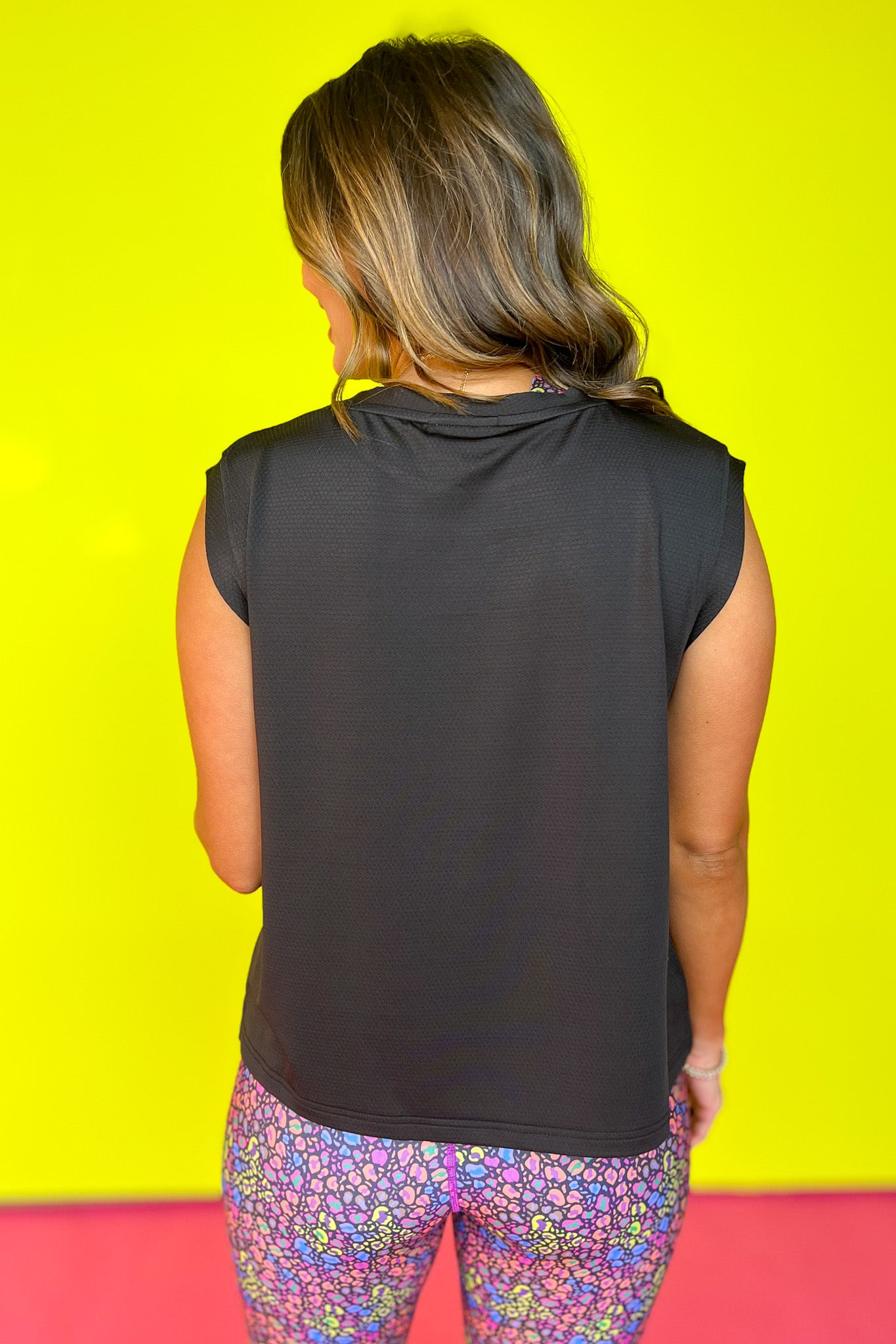 SSYS Black Honeycomb Cap Sleeve Active Top