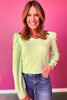 SSYS Sarah V Neck Long Puff Sleeve Top In Mint *FINAL SALE*