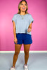 Navy Fleece Elastic Waist Dolphin Hem Shorts *FINAL SALE*