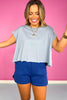 Blue Woven Short Sleeve Top *FINAL SALE*
