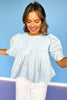 Blue Pleated Short Sleeve Top *FINAL SALE*