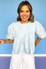 Blue Pleated Short Sleeve Top *FINAL SALE*