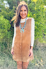 SSYS Marlene Button Down Suede Dress In Tan