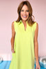 Lime Textured Solid Collared V Neck Sleeveless Dress, easy to wear, summer ready, high heat, mom style, bright colors, new arrivals, ssys by mallory fitzsimmons