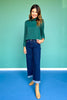 Vervet High Rise Cuffed Ankle Wide Jeans