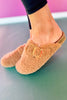 Tan Sherpa Buckle Clogs