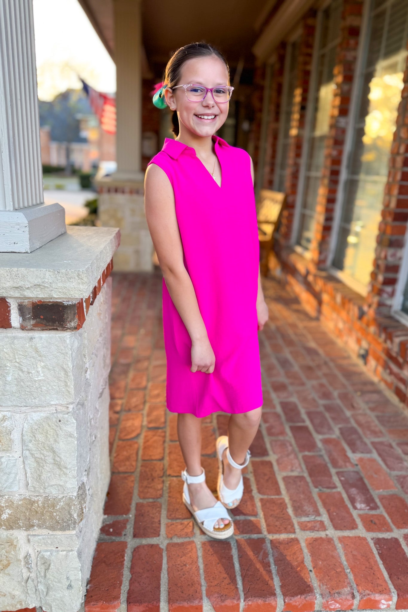 SSYS Kids Brynlee Crepe Collared Sleeveless Dress In Pink