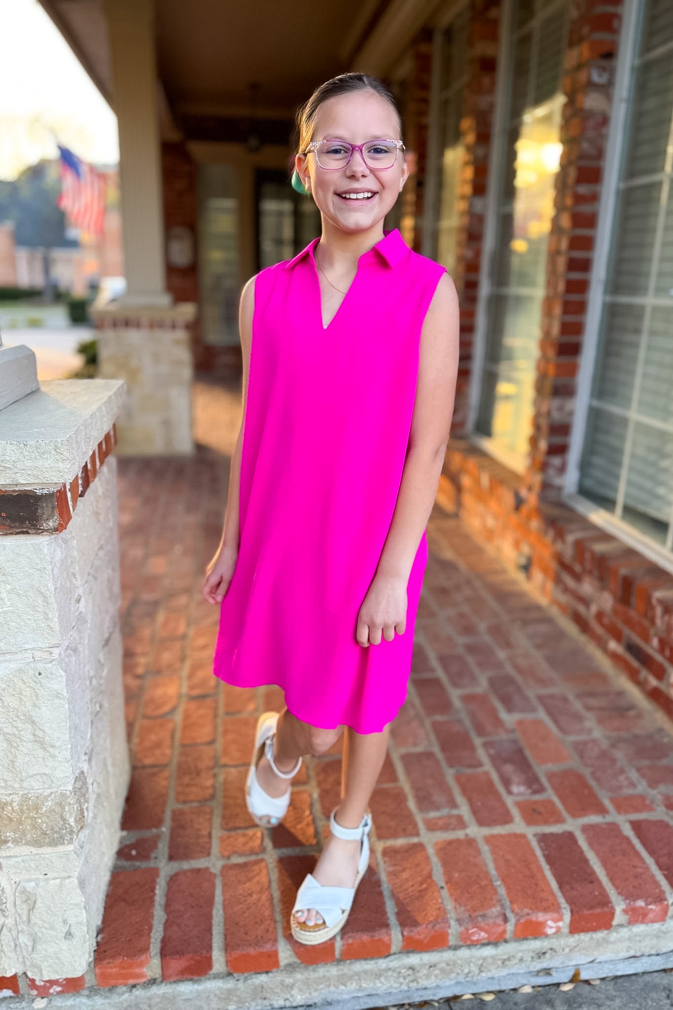 SSYS Kids Brynlee Crepe Collared Sleeveless Dress In Pink