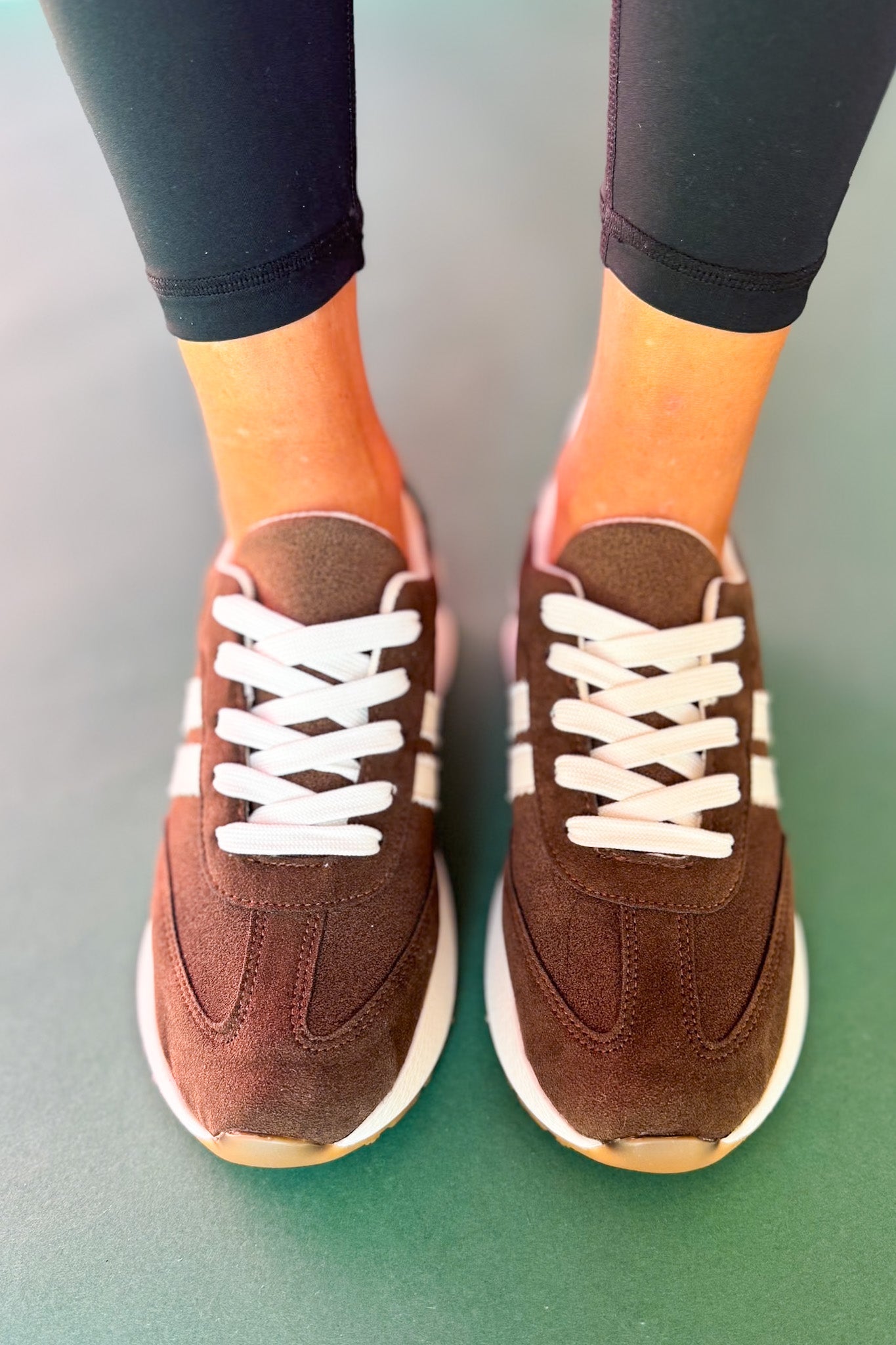 Chocolate Suede Lace Up Sneakers