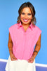 SSYS Juliette Pink Poplin Cap Sleeve Button Down Top