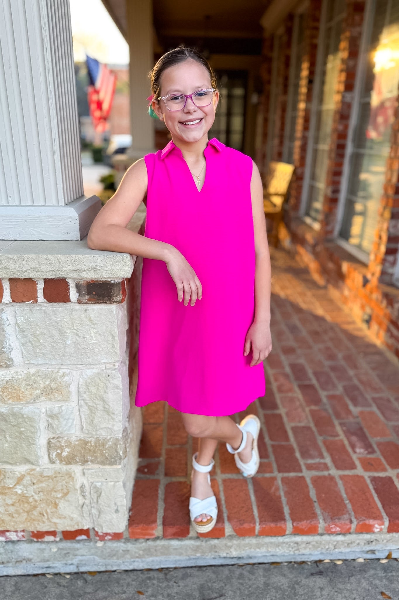 SSYS Kids Brynlee Crepe Collared Sleeveless Dress In Pink
