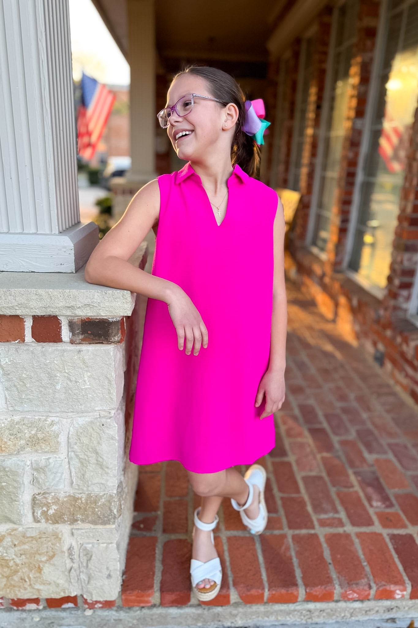 SSYS Kids Brynlee Crepe Collared Sleeveless Dress In Pink