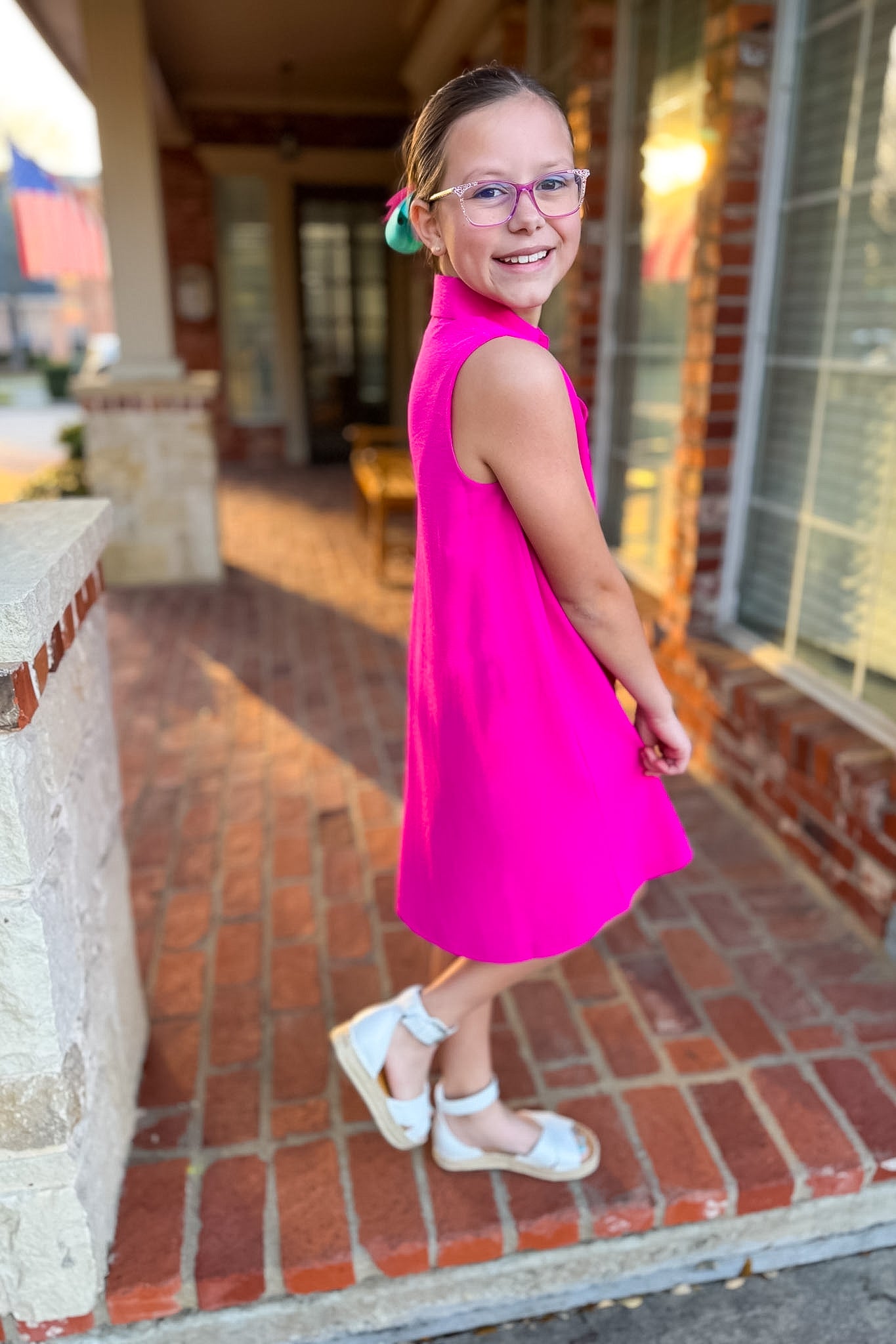 SSYS Kids Brynlee Crepe Collared Sleeveless Dress In Pink