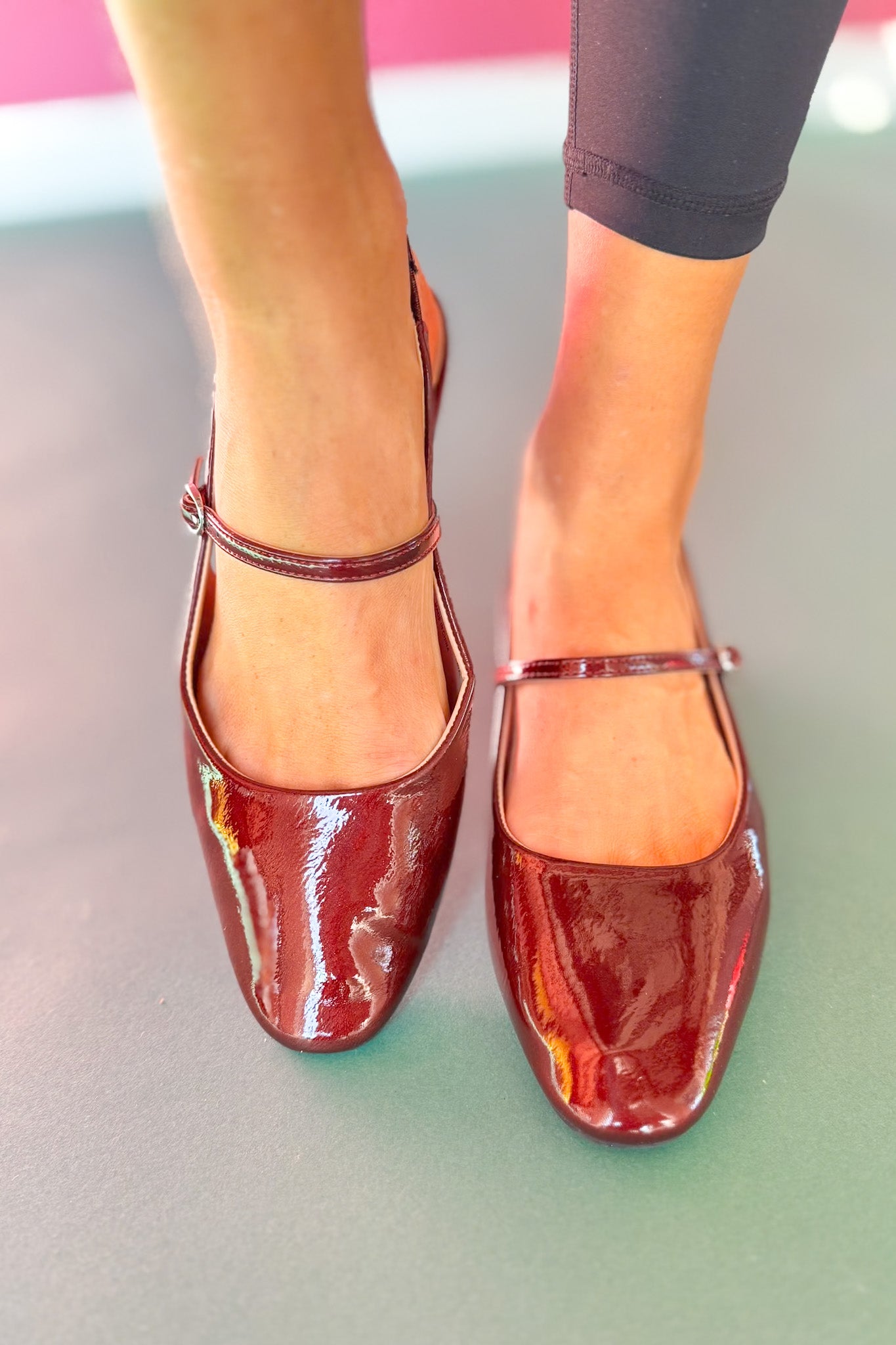 Burgundy Patent Slingback Mary Jane Flats