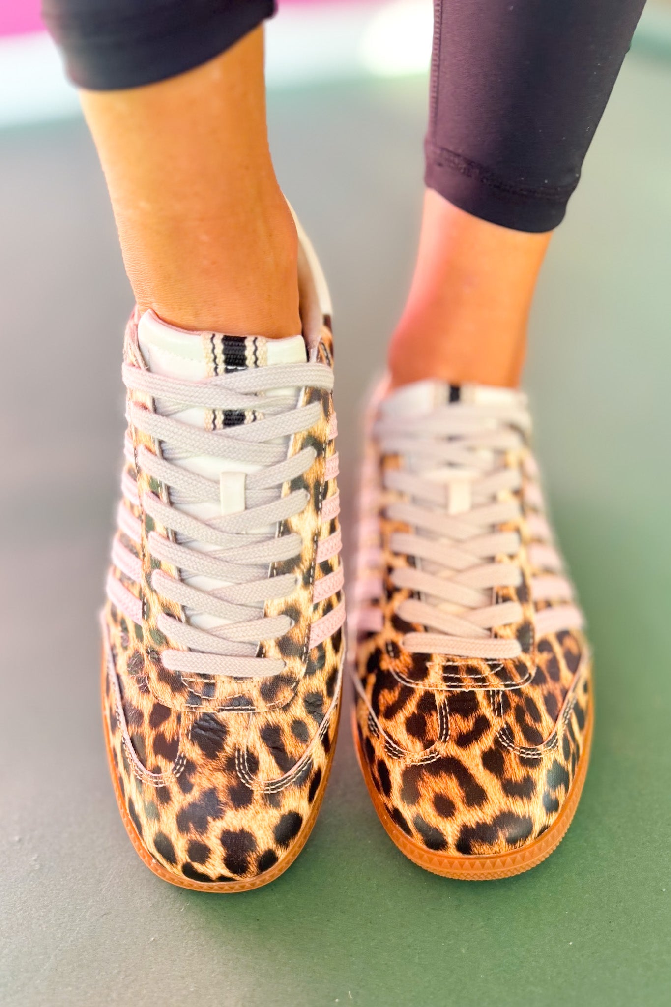 Shu Shop Animal Print Blush Stripes Sneakers