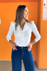 SSYS Cece Knit Puff Long Sleeve Top In Ivory