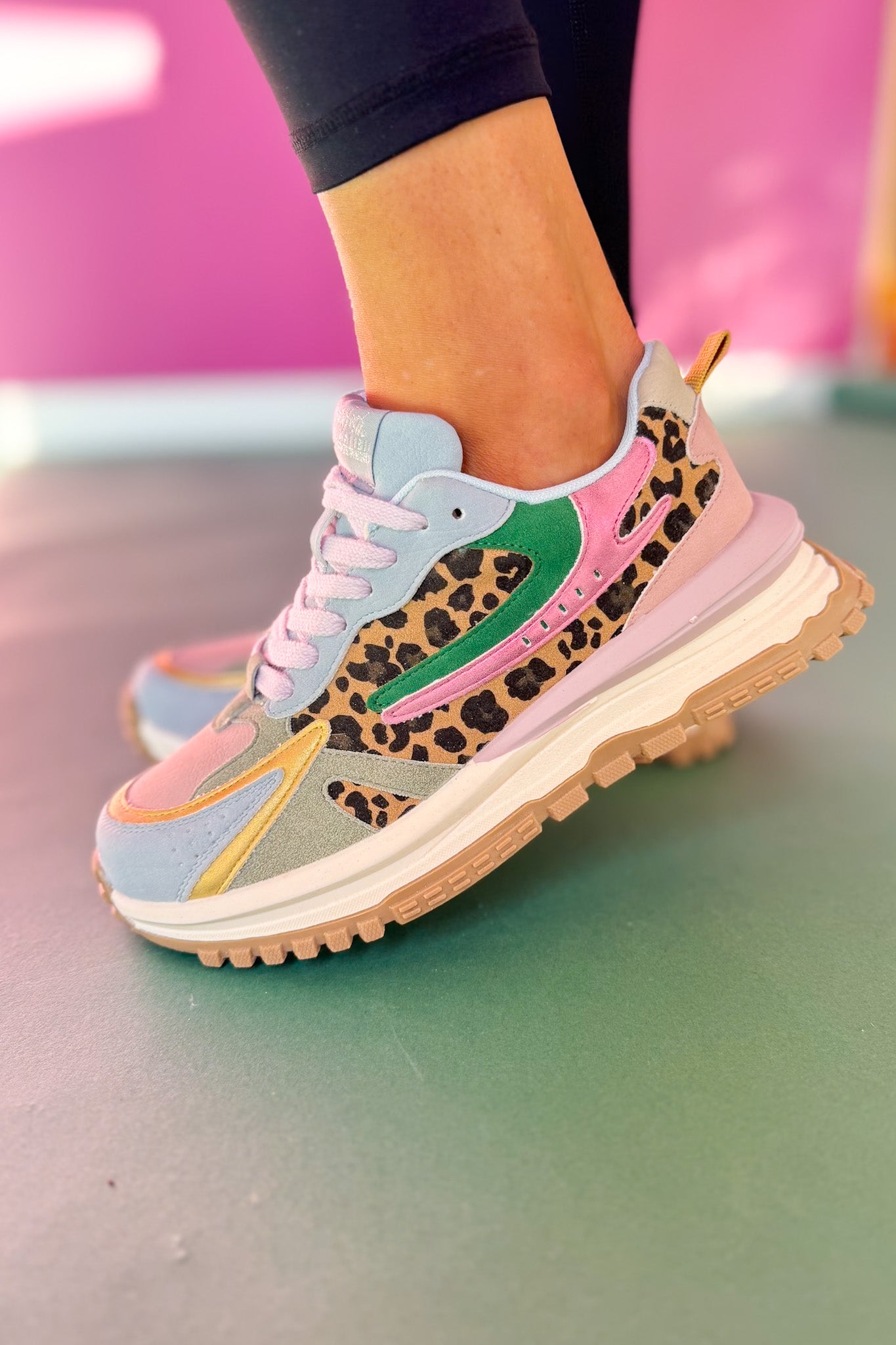 Animal Print Multi Tone Metallic Runner Sneakers