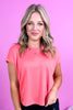 Coral Round Neck Short Sleeve Relaxed Tee Top *FINAL SALE*