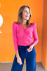 SSYS Cece Knit Puff Long Sleeve Top In Pink