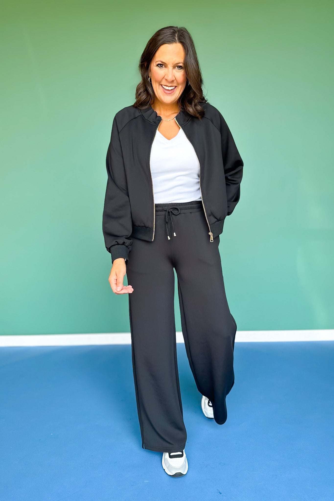SSYS Black Scuba Ruffle Neck Zip Jacket