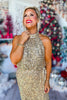  SSYS The Penny Halter Sequin Bodysuit In Gold, ssys holiday, ssys the label, sequin, ssys sequins, holiday outfit, must have holiday, christmas outfit, party outfit, elevated holiday, sparkly outfit, chic outfit,ssys by mallory fitzsimmons