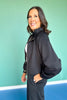 SSYS Black Scuba Ruffle Neck Zip Jacket