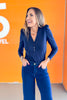 SSYS Cece Knit Puff Long Sleeve Top In Navy