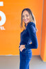 SSYS Cece Knit Puff Long Sleeve Top In Navy