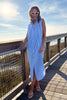 SSYS Saylor Sleeveless Preppy Shirt Dress In Blue