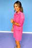 Fuchsia Waffle Knit Half Button Dress *FINAL SALE*