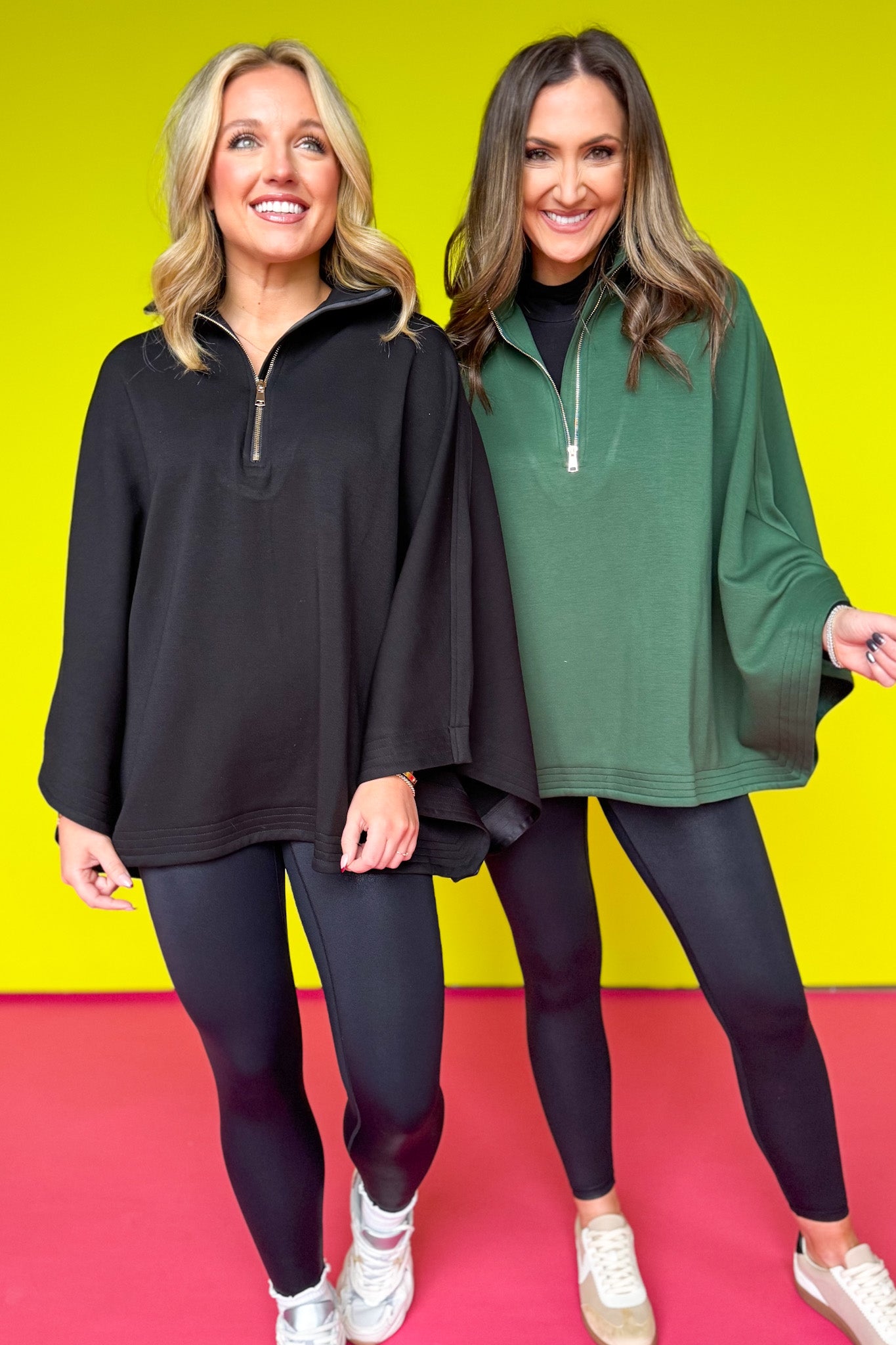 SSYS Marissa Fleece Lined Air Poncho In Hunter