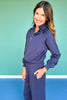 SSYS Navy Scuba Ruffle Neck Zip Jacket