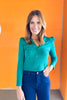 SSYS Cece Knit Puff Long Sleeve Top In Green