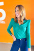 SSYS Cece Knit Puff Long Sleeve Top In Green