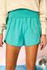 Turquoise High Waisted Split Hem Zipper Back Pocket Shorts *FINAL SALE*