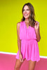 Pink Elastic Waist Draped Romper *FINAL SALE*