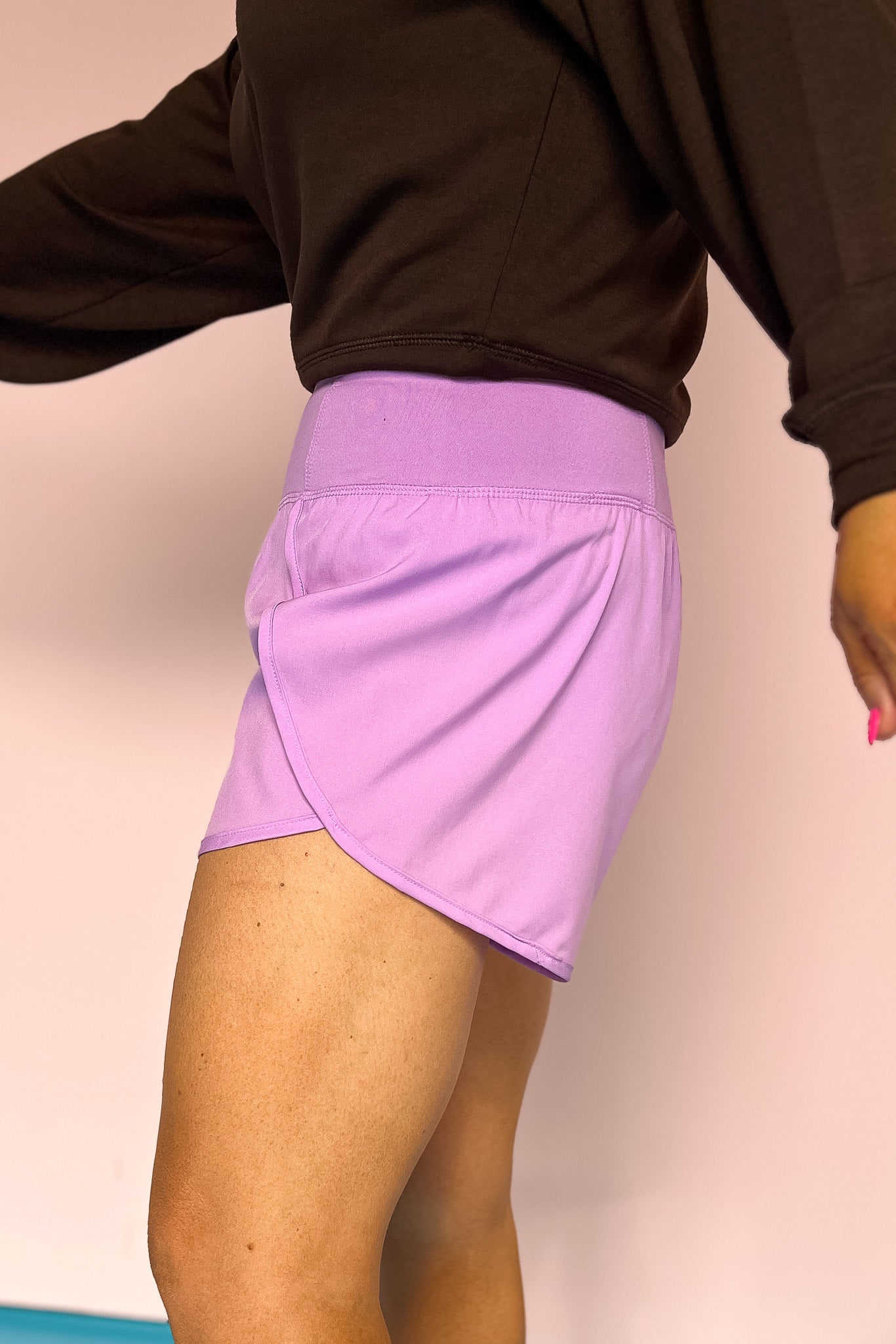 Lavender High Waisted Split Hem Zipper Back Pocket Shorts *FINAL SALE*