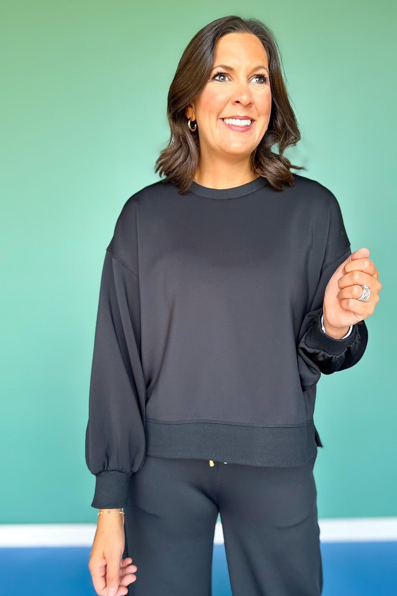 SSYS Black Crew Neck Scuba Sweatshirt