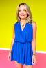 Blue Elastic Waist Draped Romper *FINAL SALE*