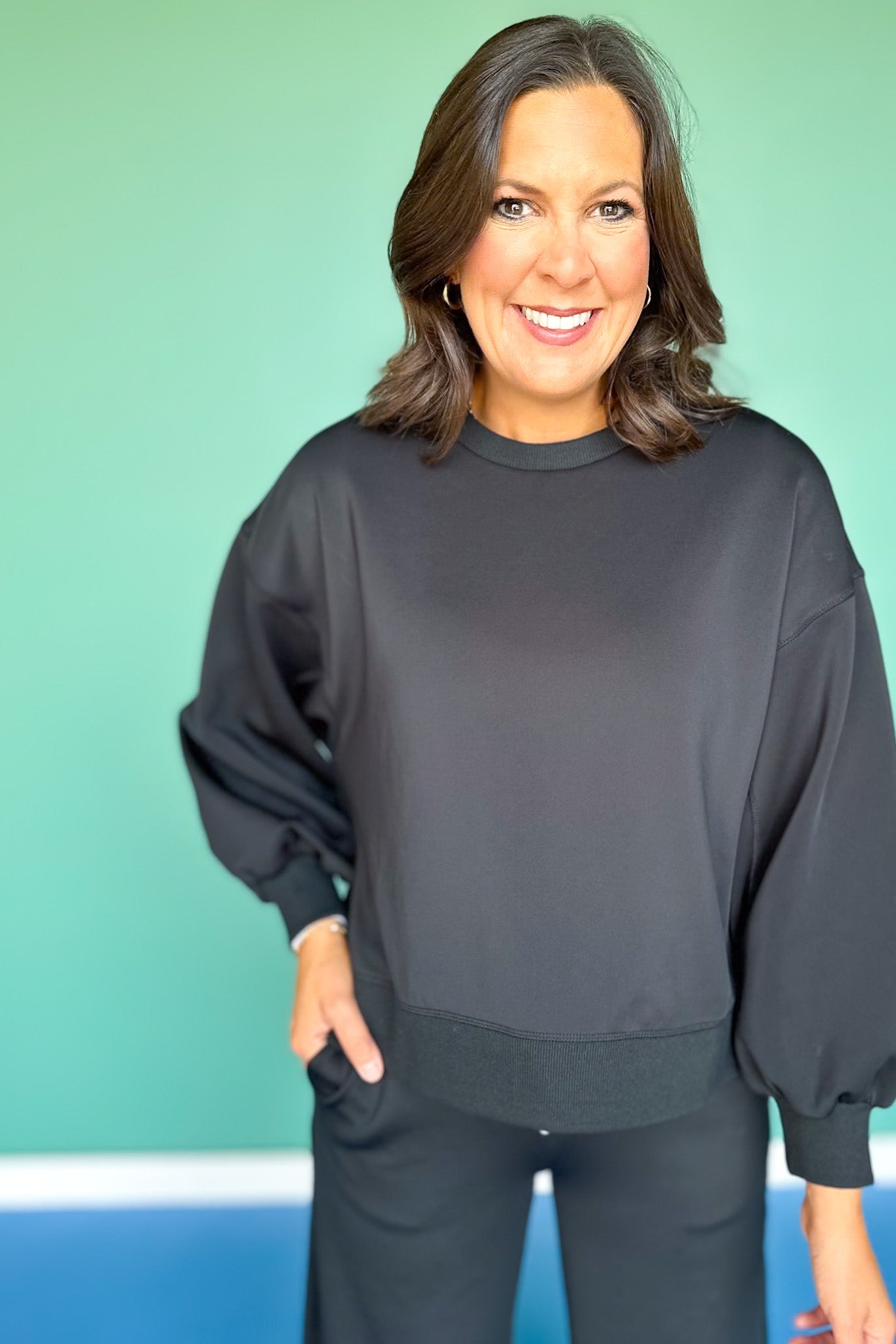 SSYS Black Crew Neck Scuba Sweatshirt