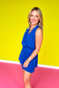 Blue Elastic Waist Draped Romper *FINAL SALE*