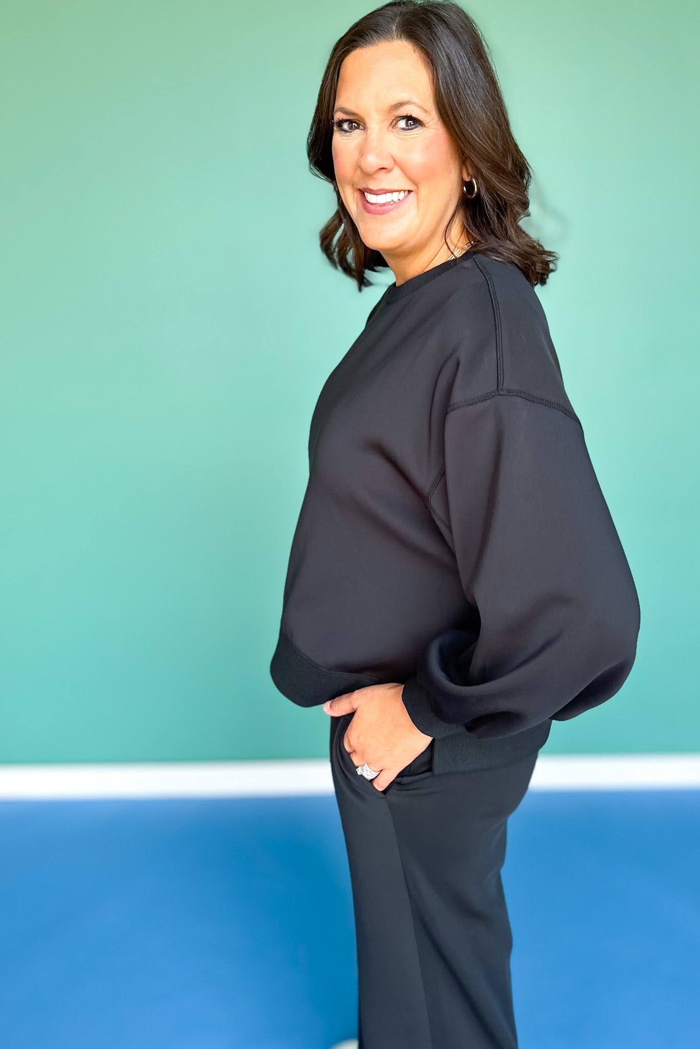 SSYS Black Crew Neck Scuba Sweatshirt