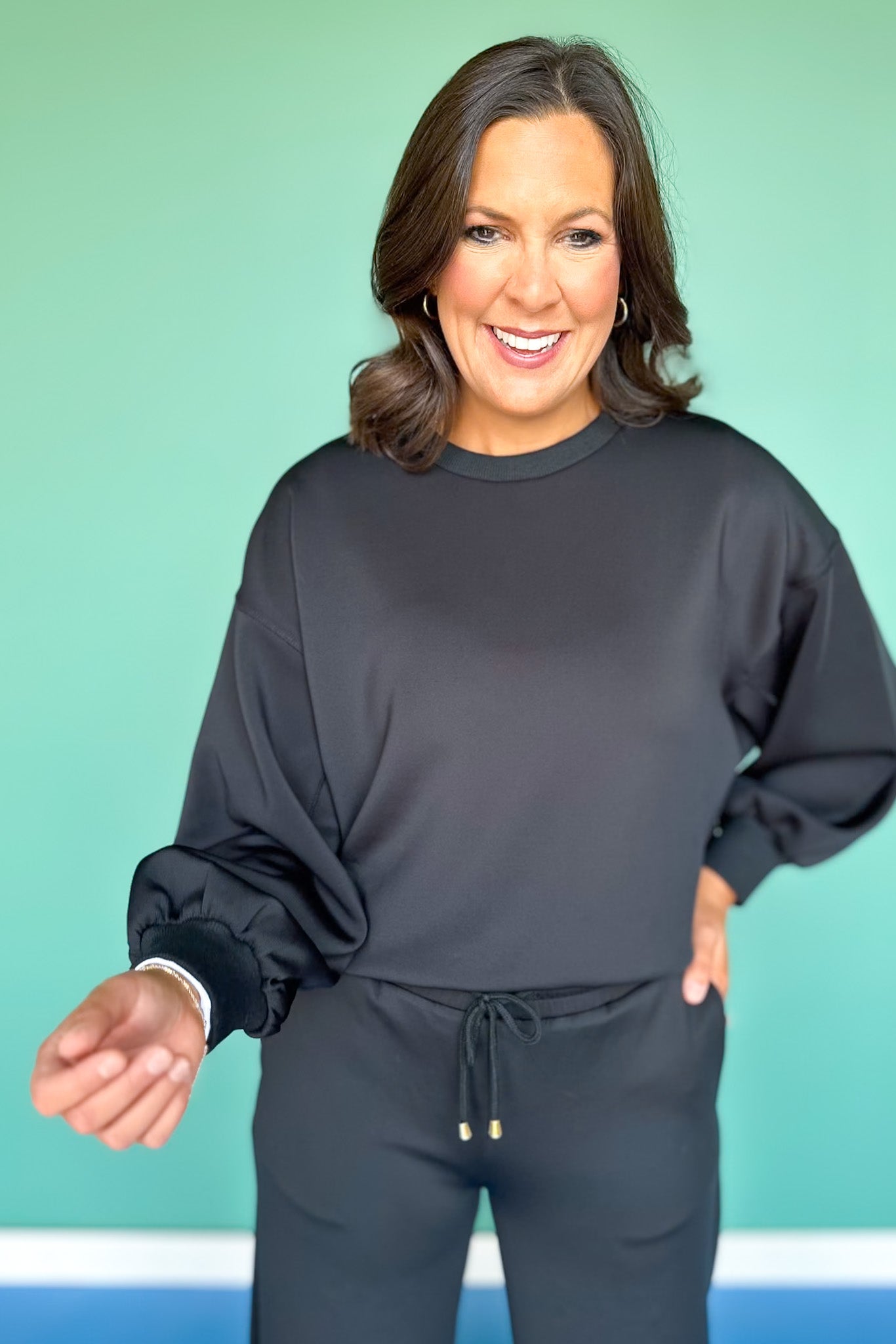SSYS Black Crew Neck Scuba Sweatshirt
