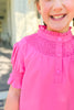 SSYS Kids Dahlia Smocked Short Sleeve Dress in Hot Pink
