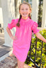 SSYS Kids Dahlia Smocked Short Sleeve Dress in Hot Pink
